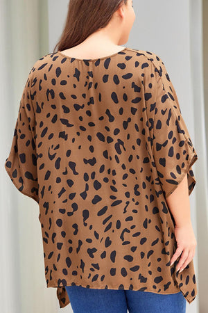 Enchanting Handkerchief Hem Plus Size Animal Print Blouse - MXSTUDIO.COM