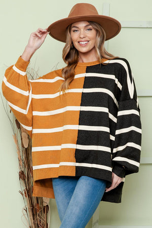 Fashion Meets Comfort Striped Drop Shoulder Top - MXSTUDIO.COM
