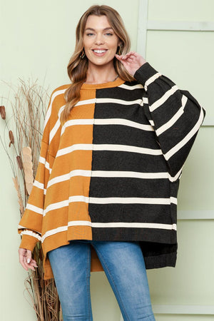 Fashion Meets Comfort Striped Drop Shoulder Top - MXSTUDIO.COM