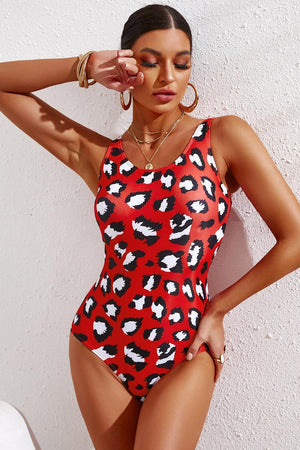 Gradient Leopard Plus Size Crisscross Back One Piece Swimsuit - MXSTUDIO.COM