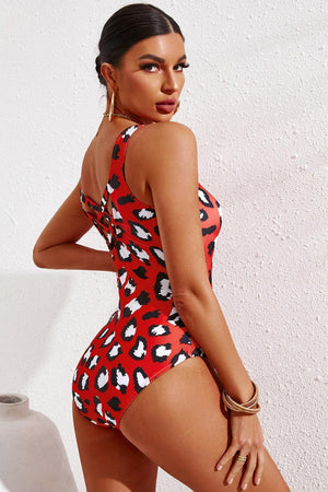 Gradient Leopard Plus Size Crisscross Back One Piece Swimsuit - MXSTUDIO.COM