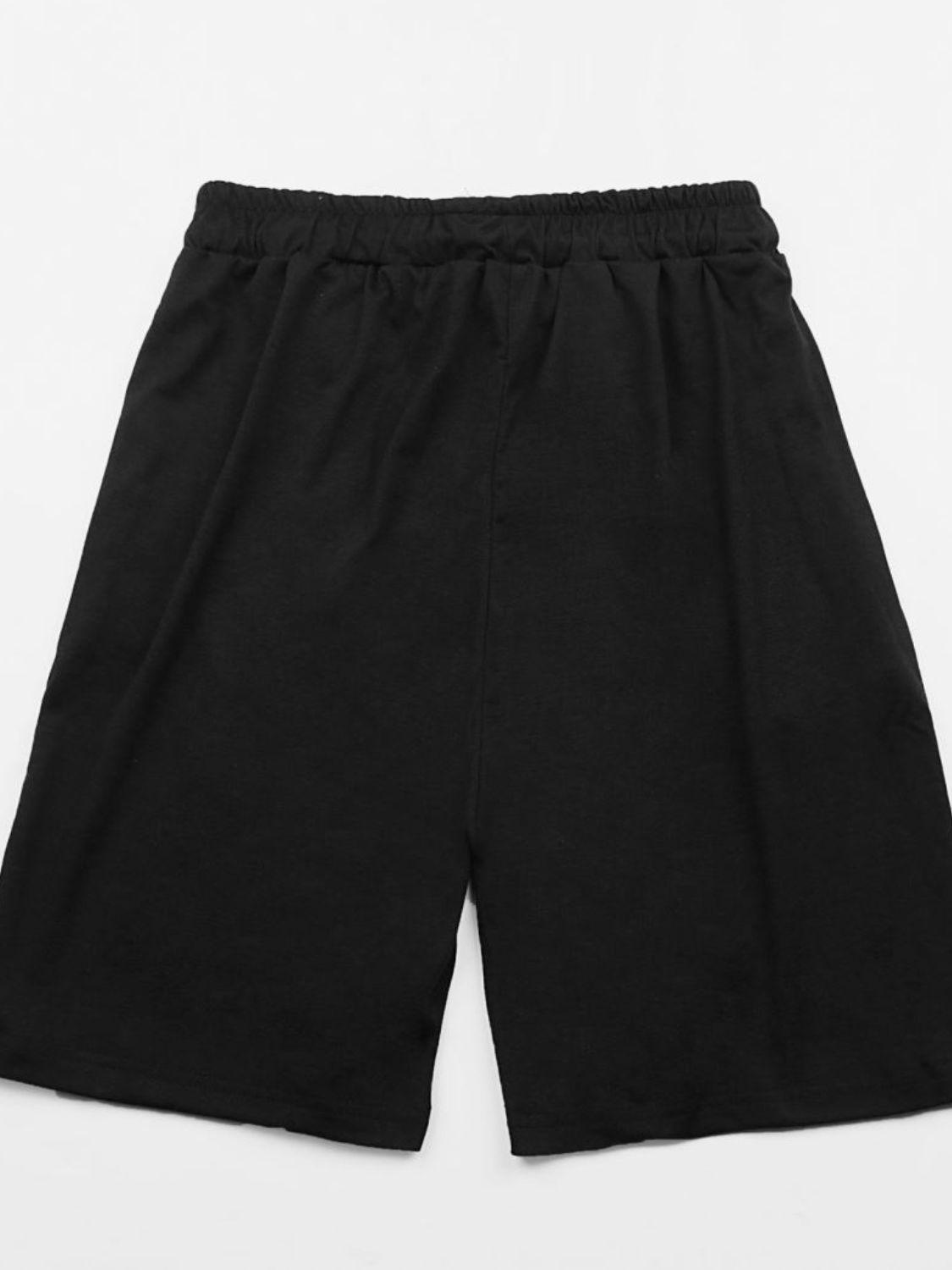 Los Angeles Graphic Black Drawstring Shorts - MXSTUDIO.COM
