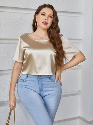 Naughty or Nice Open Back Plus Size Short Sleeve Top - MXSTUDIO.COM
