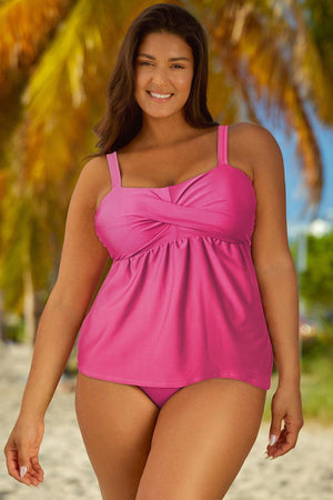 Plus Size Adjustable Strap Top And Bottom Swim Set - MXSTUDIO.COM