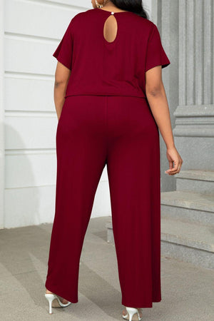 Plus Size Drawstring Waist Wide Leg Jumpsuit - MXSTUDIO.COM