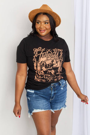 Plus Size Howdy Rodeo Graphic Black Tee - MXSTUDIO.COM