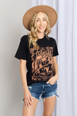 Plus Size Howdy Rodeo Graphic Black Tee - MXSTUDIO.COM