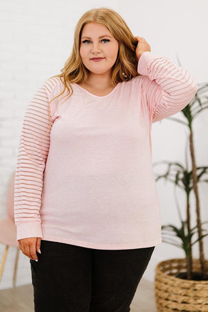 Plus Size Sheer Striped Sleeve Women Top - MXSTUDIO.COM