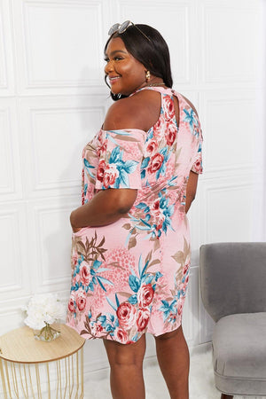 Positive Aura Floral Plus Size Cold Shoulder Dress - MXSTUDIO.COM