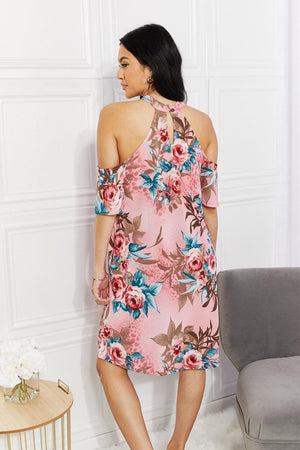 Positive Aura Floral Plus Size Cold Shoulder Dress - MXSTUDIO.COM