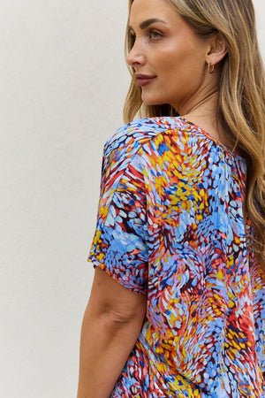 Relaxed Fit Plus Size Printed Dolman Flowy Top - MXSTUDIO.COM