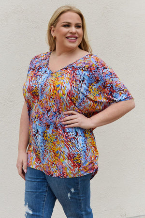 Relaxed Fit Plus Size Printed Dolman Flowy Top - MXSTUDIO.COM