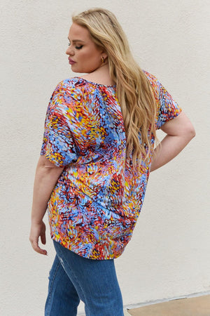 Relaxed Fit Plus Size Printed Dolman Flowy Top - MXSTUDIO.COM