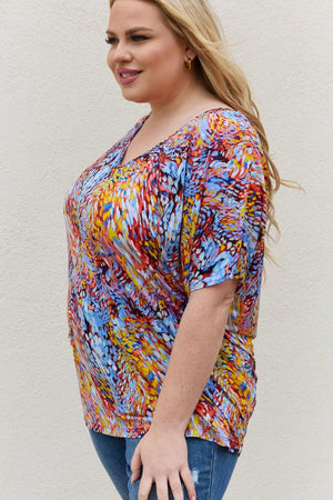 Relaxed Fit Plus Size Printed Dolman Flowy Top - MXSTUDIO.COM