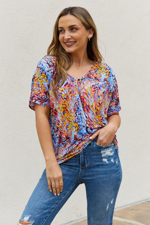 Relaxed Fit Plus Size Printed Dolman Flowy Top - MXSTUDIO.COM