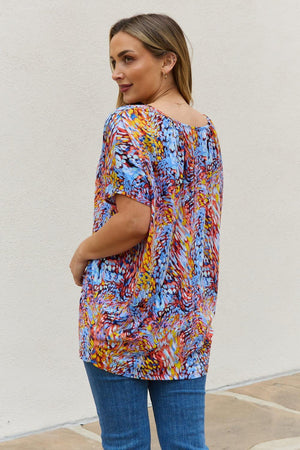 Relaxed Fit Plus Size Printed Dolman Flowy Top - MXSTUDIO.COM