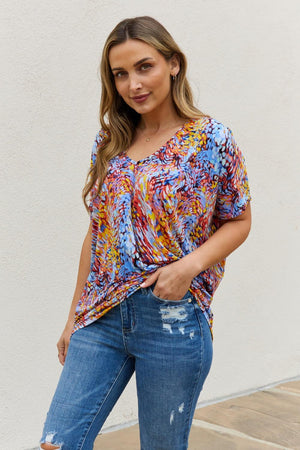 Relaxed Fit Plus Size Printed Dolman Flowy Top - MXSTUDIO.COM