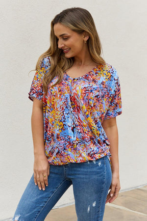 Relaxed Fit Plus Size Printed Dolman Flowy Top - MXSTUDIO.COM