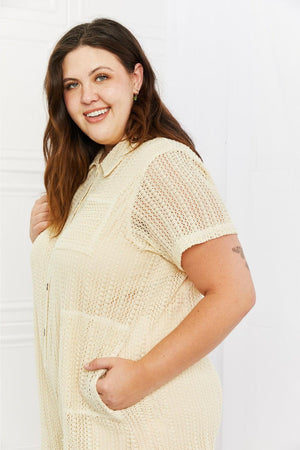 Set For The Day Plus Size Beige Crochet Romper - MXSTUDIO.COM