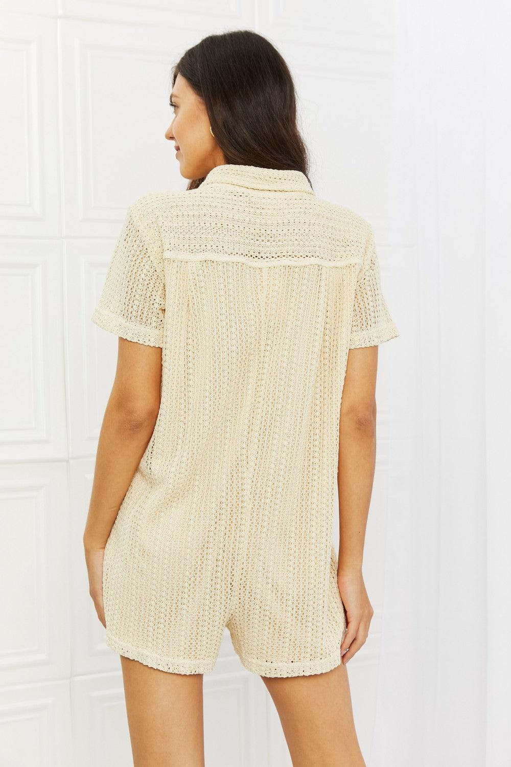 Set For The Day Plus Size Beige Crochet Romper - MXSTUDIO.COM