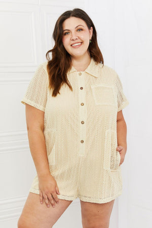 Set For The Day Plus Size Beige Crochet Romper - MXSTUDIO.COM