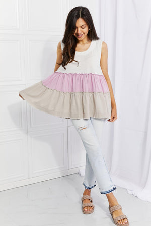 Sleeveless Color Block Plus Size Babydoll Top - MXSTUDIO.COM