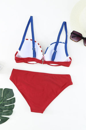 Summer Glamour Two-Tone Ruched Bikini Set - MXSTUDIO.COM