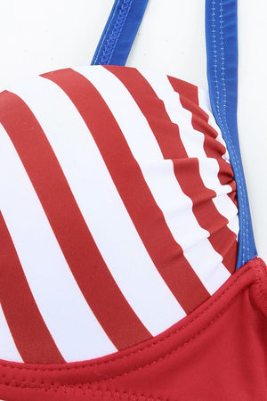 Summer Glamour Two-Tone Ruched Bikini Set - MXSTUDIO.COM