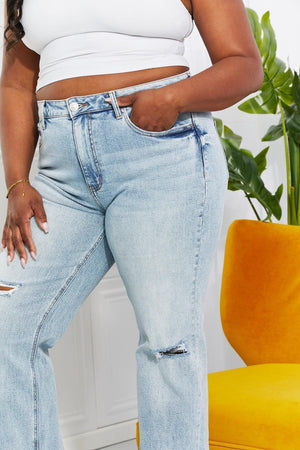 Today Is My Day Plus Size Distressed Straight Leg Jeans - MXSTUDIO.COM