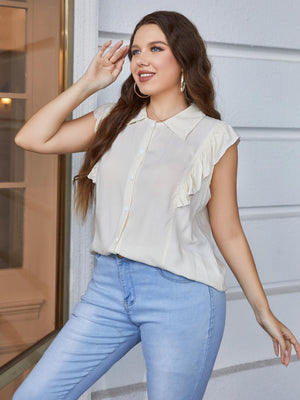 Today Is My Day Plus Size Sleeveless Collared Shirt - MXSTUDIO.COM