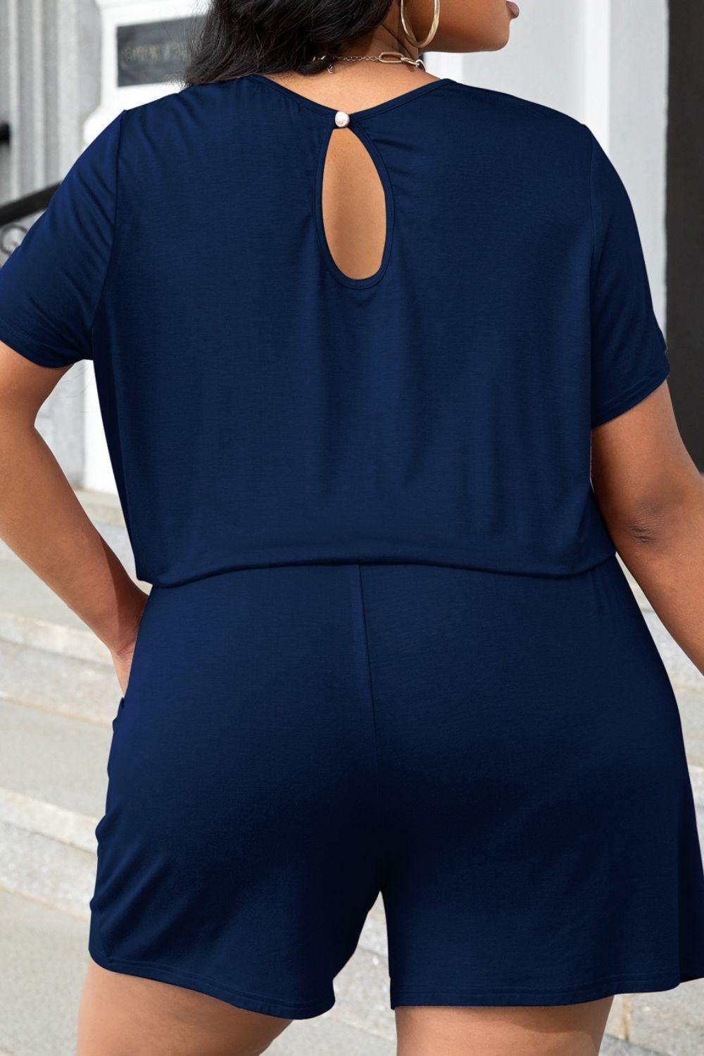 Trendy Comfort Plus Size Drawstring Waist Romper - MXSTUDIO.COM