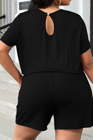 Trendy Comfort Plus Size Drawstring Waist Romper - MXSTUDIO.COM