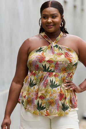 True Potential Plus Size Floral Halter Top - MXSTUDIO.COM
