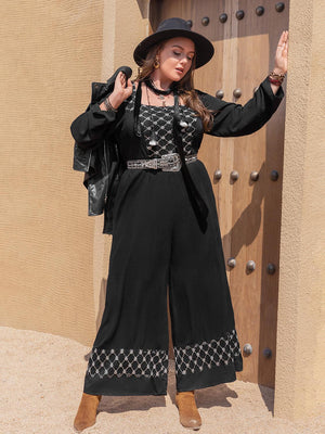 Ultimate Journeys Square Neck Plus Size Black Jumpsuit - MXSTUDIO.COM