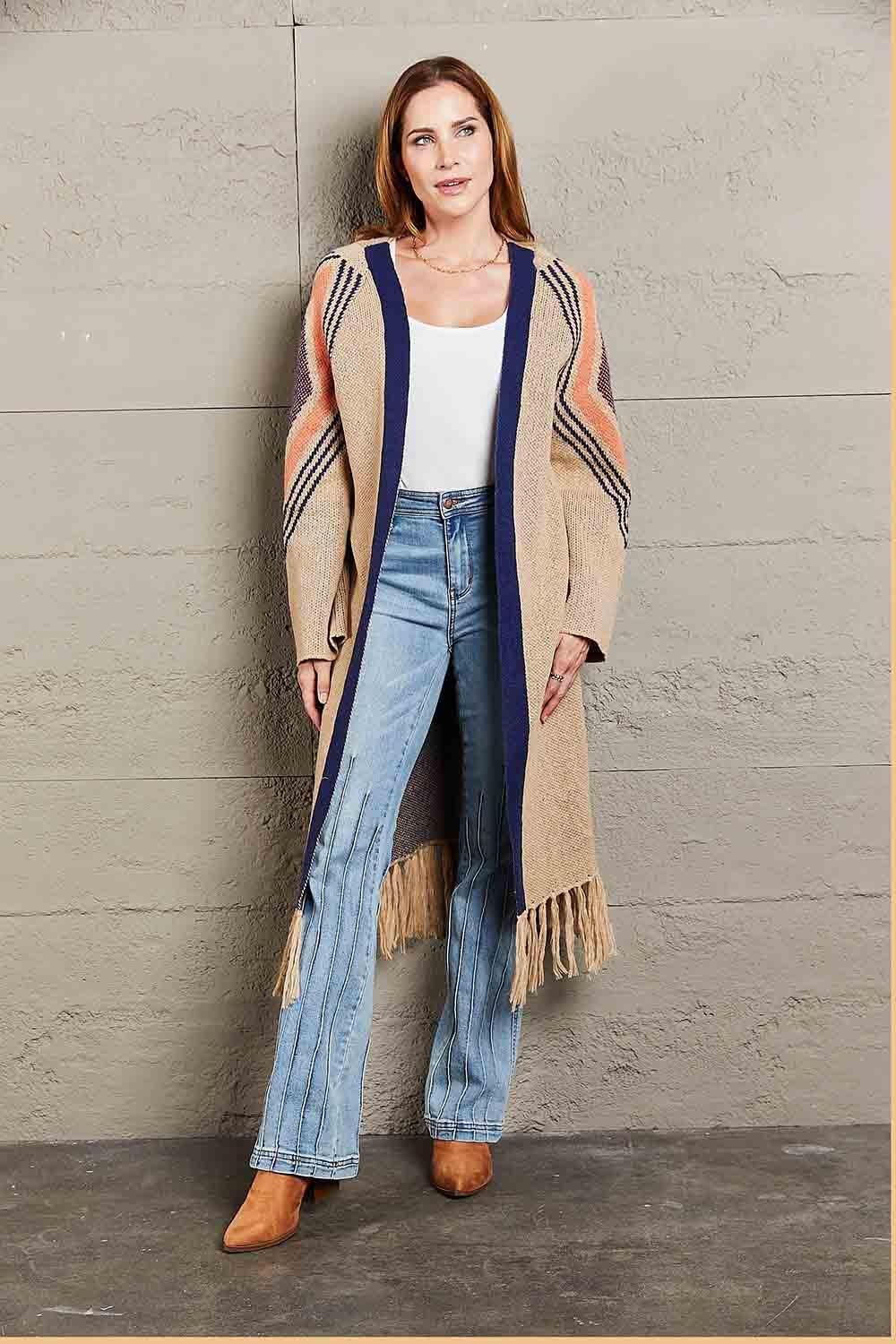 Unbothered By The Cold Fringe Duster Cardigan - MXSTUDIO.COM