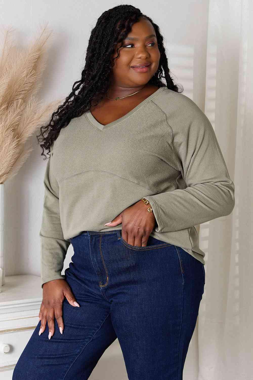 Women's Sage Plus Size Long Sleeve T Shirts - MXSTUDIO.COM