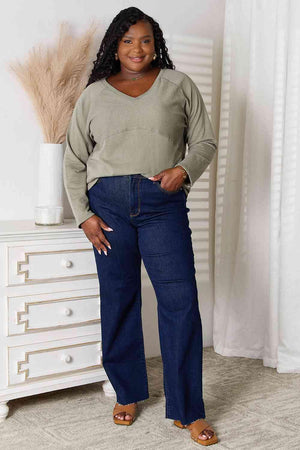 Women's Sage Plus Size Long Sleeve T Shirts - MXSTUDIO.COM