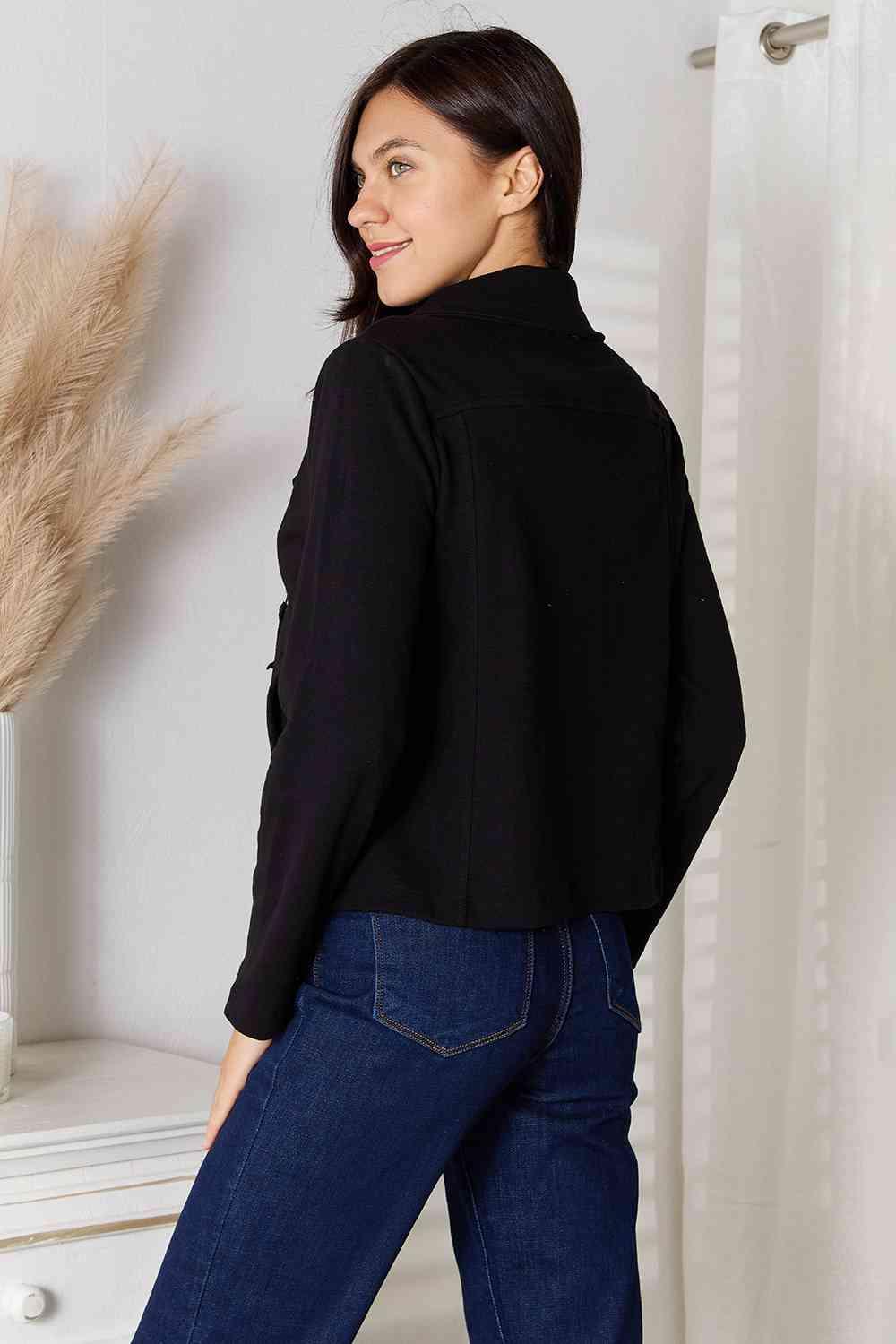 Fashion Meet Zip-Up Plus Size Black Jacket - MXSTUDIO.COM