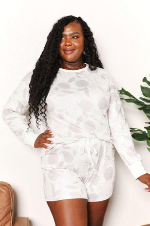 Floral Top And Shorts Plus Size Loungewear Set - MXSTUDIO.COM