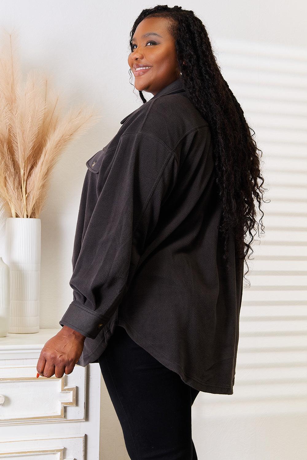 Cozy Trend Button Down Plus Size Shacket - MXSTUDIO.COM