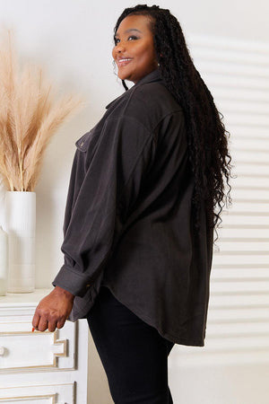 Cozy Trend Button Down Plus Size Shacket - MXSTUDIO.COM