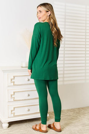 Flawless Fit Dark Green Plus Size Loungewear Sets - MXSTUDIO.COM