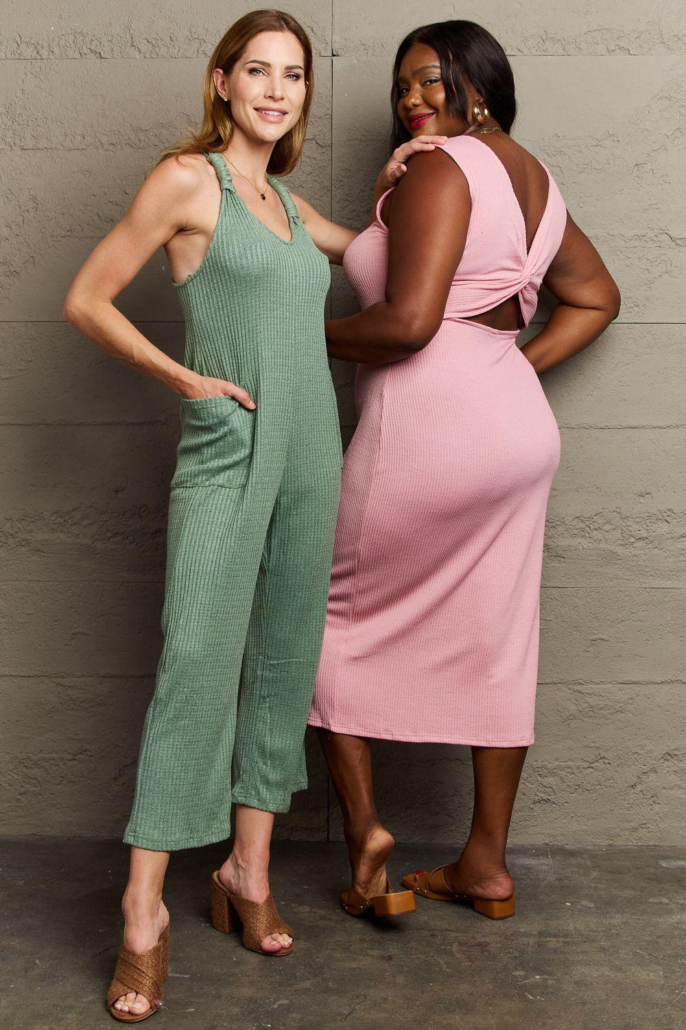 Groundbreaking Sage Green Plus Size Jumpsuit - MXSTUDIO.COM