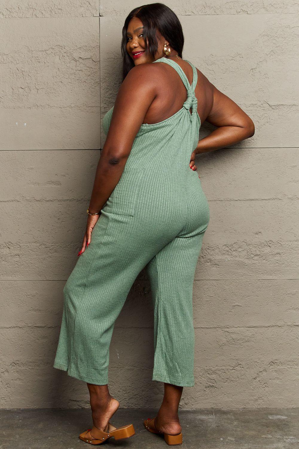 Groundbreaking Sage Green Plus Size Jumpsuit - MXSTUDIO.COM