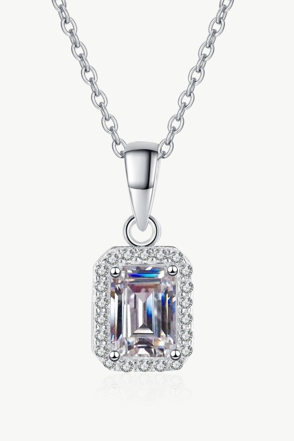 1 Carat Moissanite Emerald Pendant Necklace - MXSTUDIO.COM