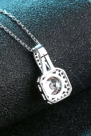 1 Carat Moissanite Encrusted Drop Pendant Necklace - MXSTUDIO.COM