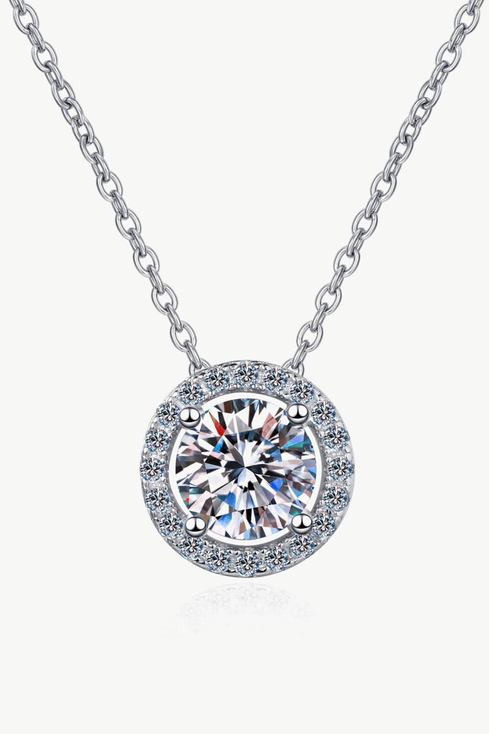 1 Carat Moissanite Encrusted Round Pendant Necklace - MXSTUDIO.COM