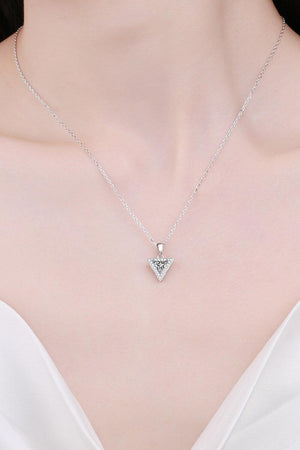 1 Carat Moissanite Encrusted Triangle Pendant Necklace - MXSTUDIO.COM