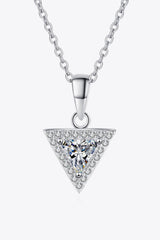 1 Carat Moissanite Encrusted Triangle Pendant Necklace - MXSTUDIO.COM