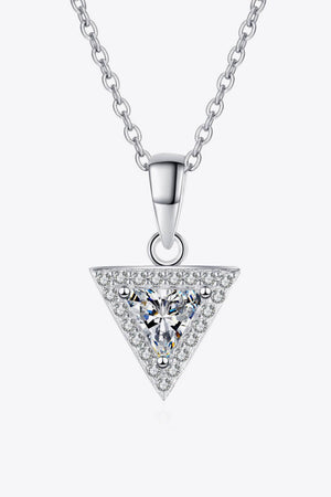 1 Carat Moissanite Encrusted Triangle Pendant Necklace - MXSTUDIO.COM